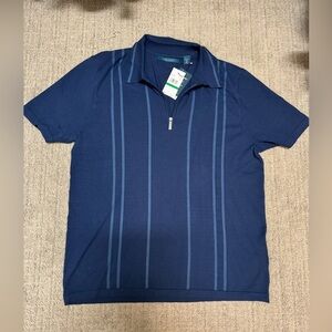 Perry Ellis Navy Striped Polo Shirt